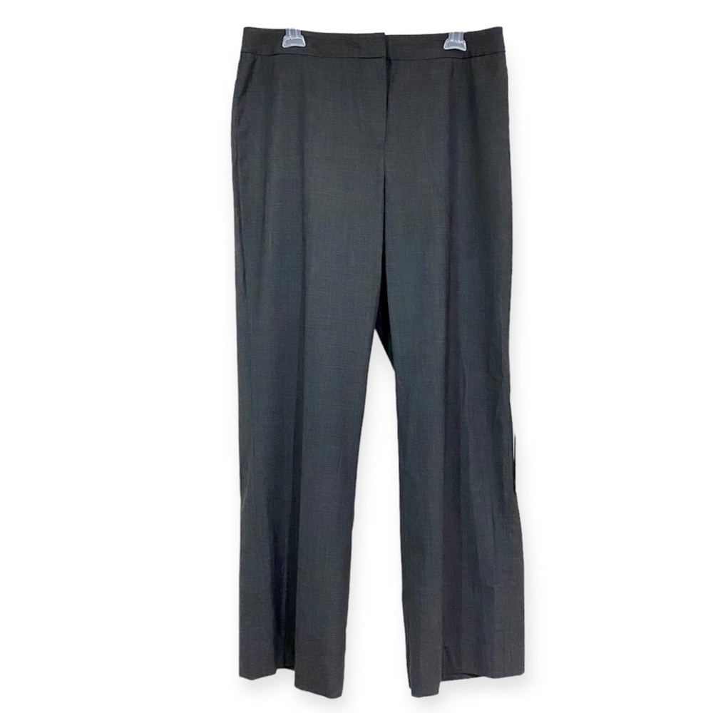 Lafayette 148 Black Virgin Wool Straight Leg High Rise Wide Leg Pants Trouser 12
